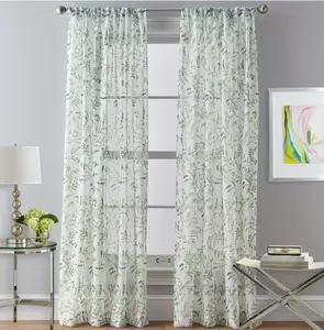 63 inches Curtain Panel, Floral, Green, Adult