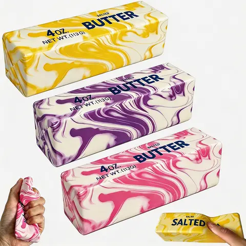 Butter Squishy Stress Toy, Realistic Butter Stick Fidget, Slow Rising Soft Squeeze Toy for Adults Stress Relief & Anxiety Relief, Sensory Desk Toy & Gift for Office Home