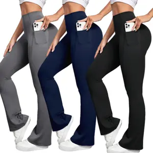 Women's High Waisted Yoga Pants with Pockets - Flared Bell Bottoms - Multiple Colors - Perfect for Running, Fitness, and Beauty