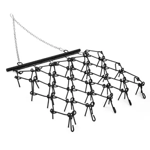 Heavy Duty Chain Harrow for ATV UTV Lawn Tractors, 3/8" & 1/2" Steel Tines, Ideal for Garden Field Soil Leveling