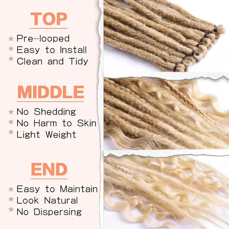 NEW 24 Inch Synthetic 16Strands/Lot SE Dreadlocs Braids Hair Extensions, 3 In 1 Mixed Hippie Style Single End Dreadslocks for Women