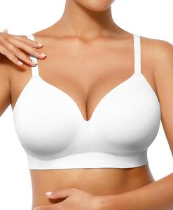 FeelinGirl Wireless Push Up Bra for Women, Seamless Comfort Bralettes No Underwire Supportive Full Coverage Everyday Bras Women Push Up Bra  Comfortable Fabric Casual Womenswear Soft Adjustable Comfy Smooth Halter Neck Summervibes Summervibe