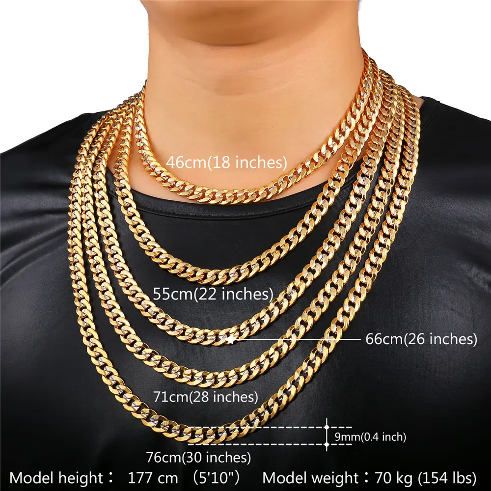 FaithHeart Fashion Cuban Link Chain Necklace for Men Women