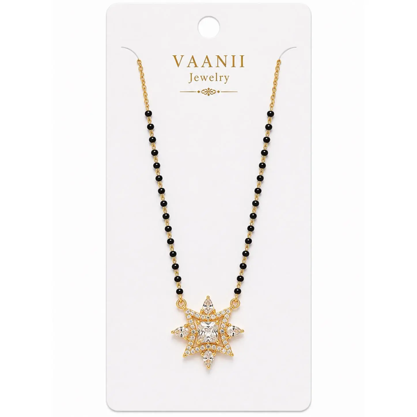 Vaanii Jewelry Daily Use Mangalsutra with Black Beads and Star Design for Everyday Wear