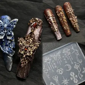 European Retro Baroque Butterfly Cross Nail Silicone Mold