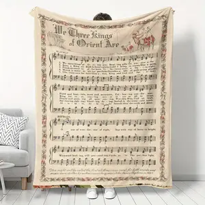 Christmas Music Score Flannel Blanket, Soft Warm Throw for Sofa Bed Travel Camping Home Decor, Perfect Christmas Gift