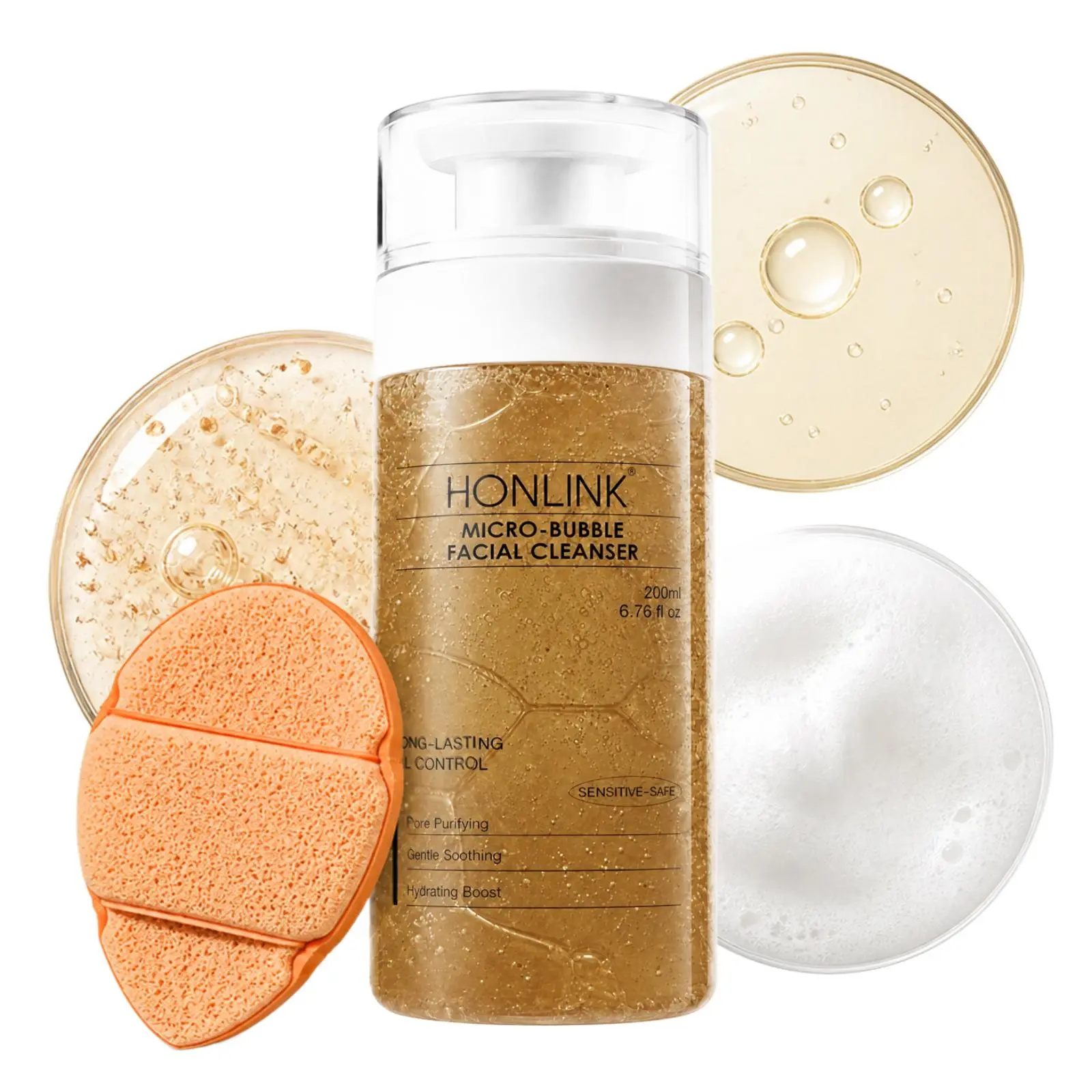 HONLINK Micro-Bubble Cleanser with Walnut Shell Powder + Oat Extract | Gentle Exfoliating Foam for Blackheads & Smooth Skin