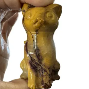 Mookaite Jasper Cat Carving - Grounding Protective Maneki Neko for Intuition Independence & Harmony Earth Symbol for Decision Making & Youthful Spirit