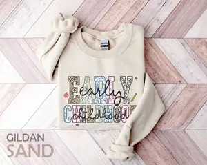 Retro Early Childhood  Short sleeved T-shirt / Sweatshirt  , Early Childhood Educator Shirt for First Day Of School Tee, Floral ECSE Special Education Teacher Sweater Crewneck Hoodie
