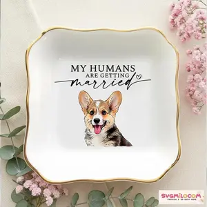 Custom Pet Portrait Ring Dish, Engagement Gift For Her, My Humans Are Getting Married, Personalized Dog Portrait Jewelry Trinket Dish