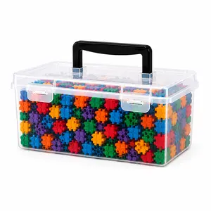 Large Clear Storage Organizer Box with Handle, Portable Plastic Storage Bin with Lid, Stackable Toy Organizer Container for Snacks, Crafts, Lego, Office Supplies, Pantry & Home Organization, 3000ml