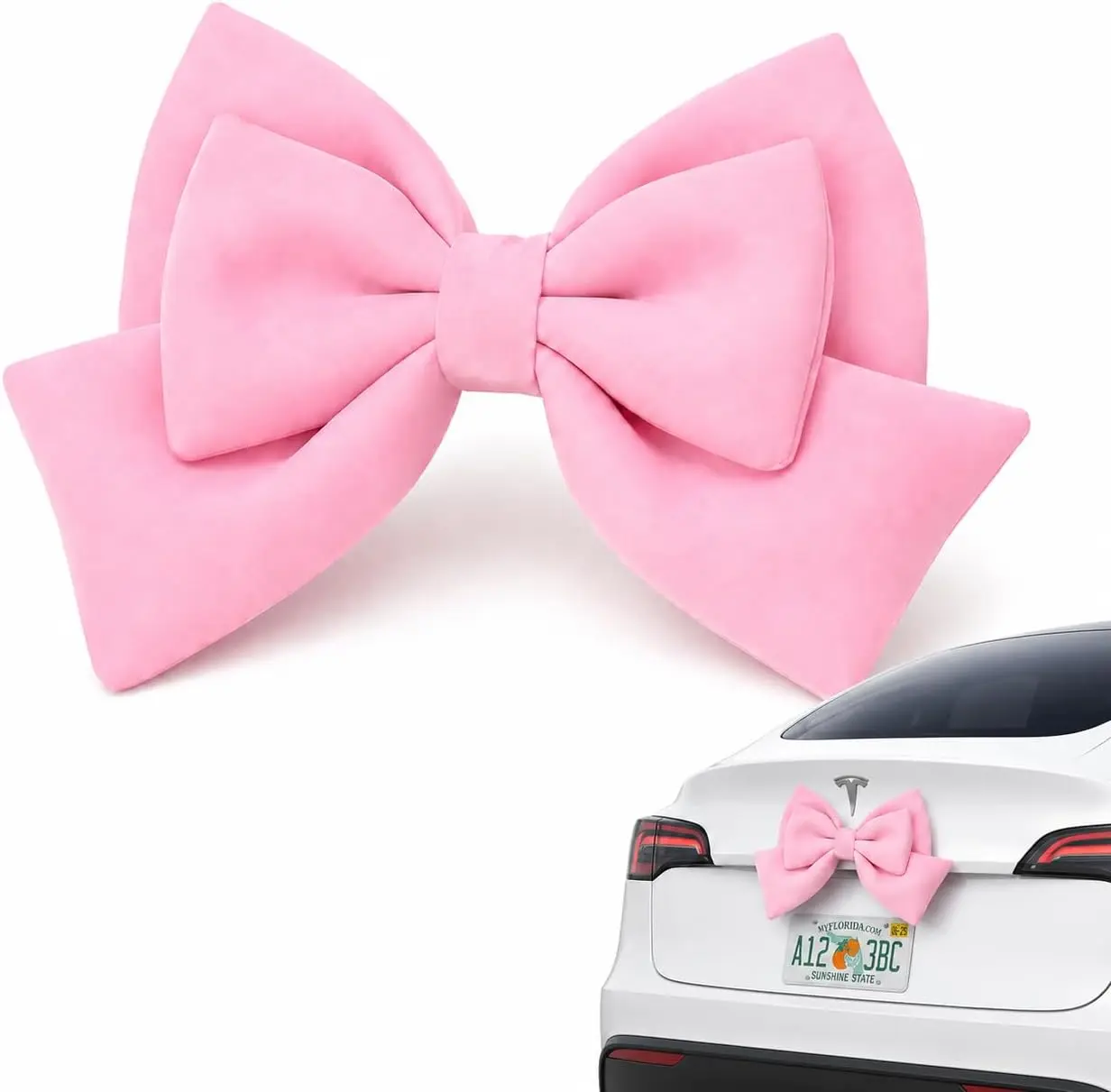 3D Large Space Cotton Bow Car Decoration - Cute Coquette Girly Car Charm for Rear Bumper, Trunk, Door, Festive Party Gift