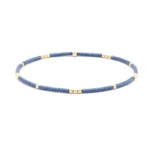 2mm Newport STEEL BLUE + Gold Filled Waterproof Bracelet