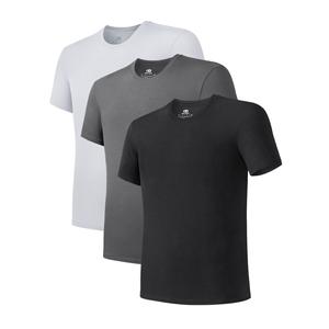 DAVID ARCHY Men's Shortsleeve Crewneck Undershirts - Bamboo Rayon Spandex Fabric, Moisture-Wicking, Sweat-Absorbent, Soft, Breathable, Stretch Top, Casual Mensfashion 3-Pack Gift Set (Black/White/Light Gray) for Boyfriend