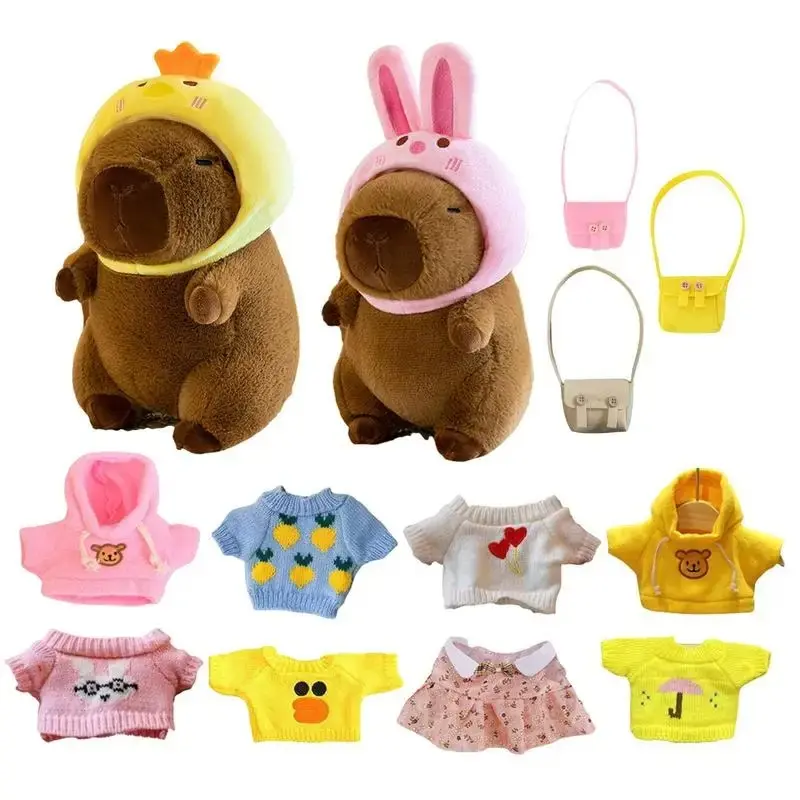 9 Inch Dress Up Capybara Plush Doll with Clothes and Accessories Cute Stuffed Capybara Dolls Plushies Capybara Figure child gift