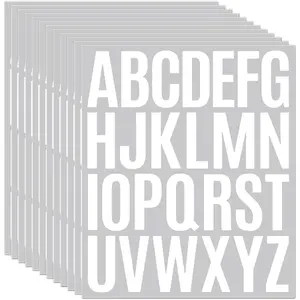 12 Sheets 2 Inch Vinyl Letter Stickers - Large Alphabet  for Walls, Glass Doors, Shop Signs,  Decor, Self Adhesive  Lettering(White)