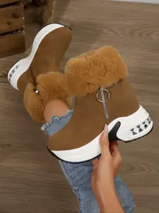 Women's Fashion Boots Casual Warm Boots Autumn Winter New Style British Short Heeled Waterproof Thick Sole Shoes for Various Occasions