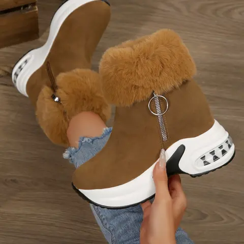 Women's Fashion Boots Casual Warm Boots Autumn Winter New Style British Short Heeled Waterproof Thick Sole Shoes for Various Occasions