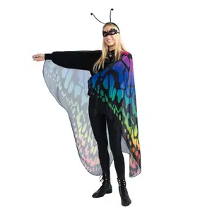 Butterfly Costume Cape For  Adults - Includes Cape, Mask & Headband Colorful Girly Costume For Halloween, Role Play, Pretend Play Fun, Theme Party & Cosplay