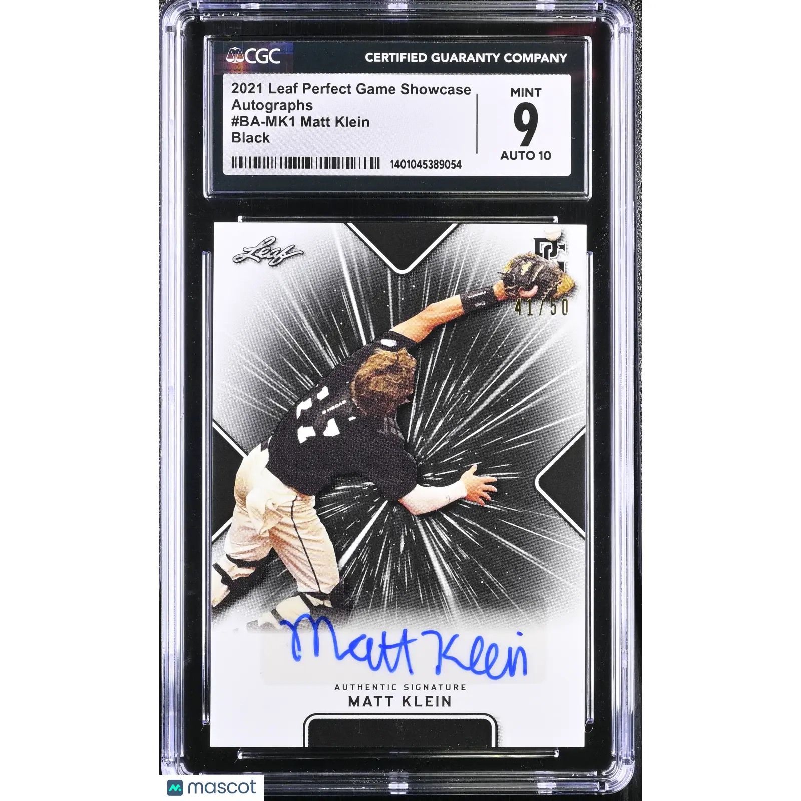 Matt Klein CGC 2021 Perfect Game Showcase #BA MK1 Black 41/50 Baseball 9