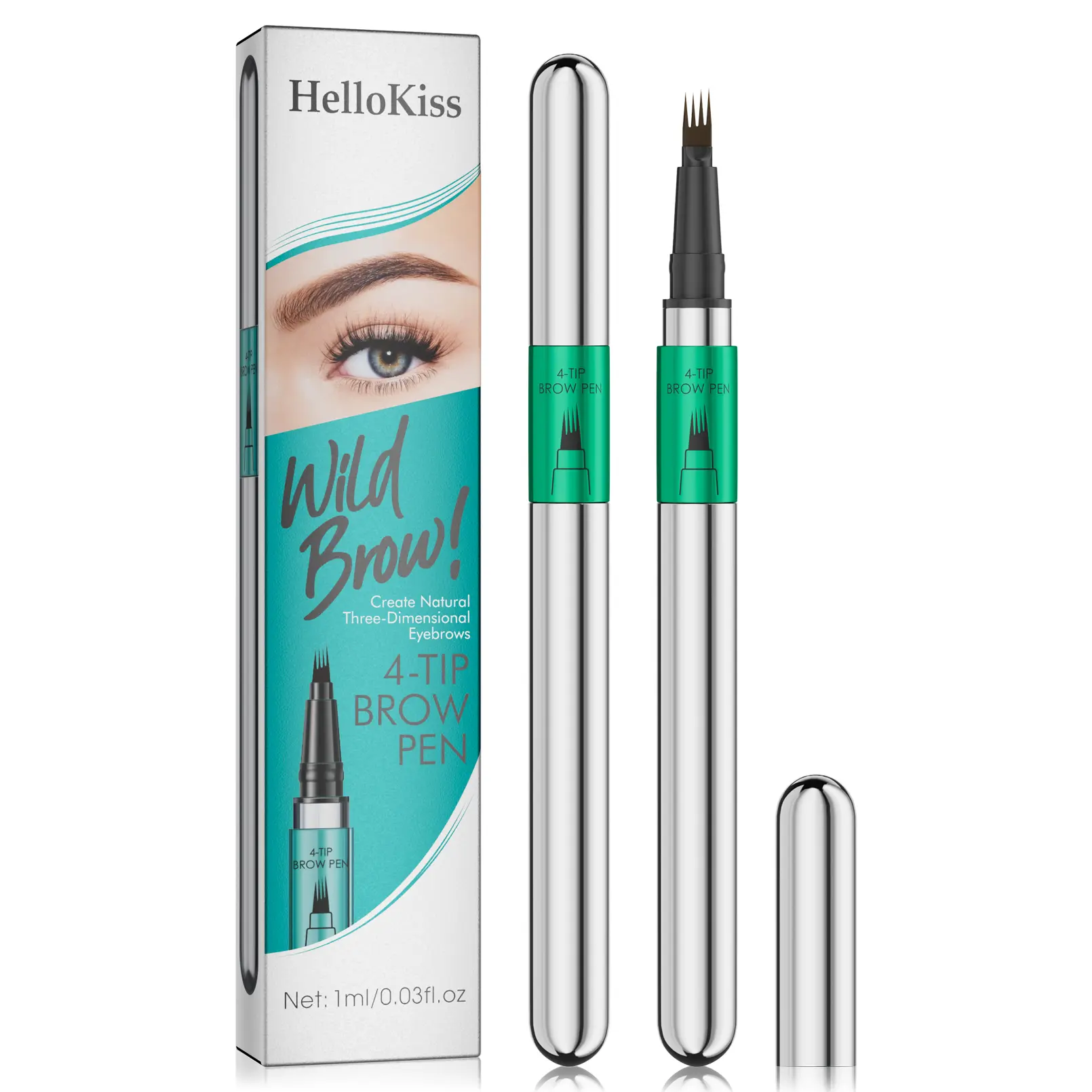 Four-pronged micro-sculpting eyebrow pencil, long-lasting synthetic formula, precise tip for creating refined eyebrows, achieving a fluffy and natural look, a practical gift for women.