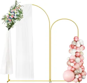 Gold Metal Arch Backdrop Stand for Wedding Ceremony Birthday Party Bridal Baby Shower Photo Booth Garden Floral Balloon Arch Decoration