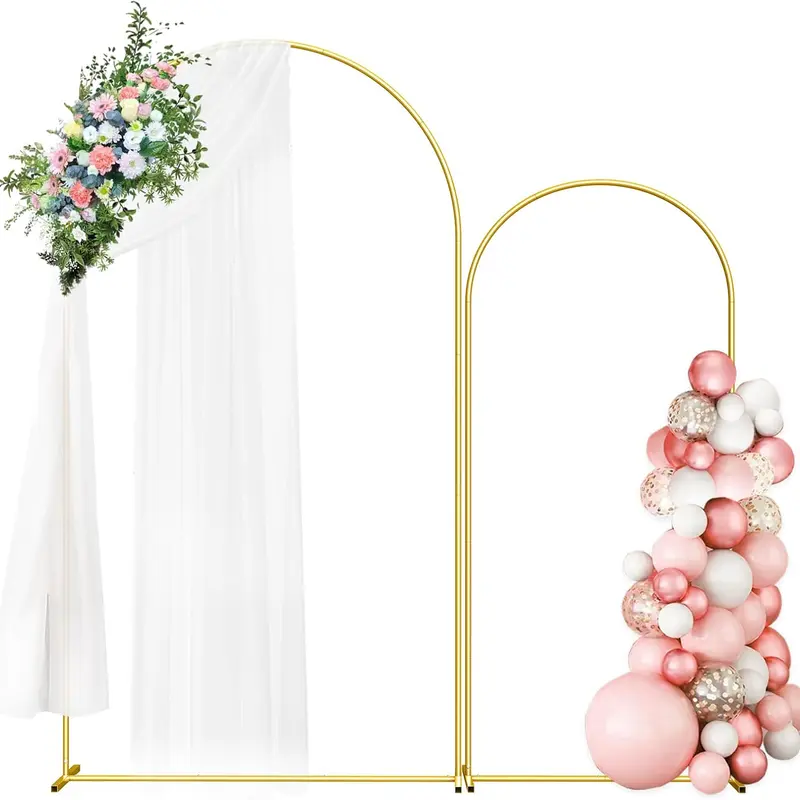 Rust-proof Gold Metal Arch Backdrop Stand Set - 5.9×2.6ft Stretchable Smooth Floral Cover, Customizable Multi-Size, Party Background Decoration for Bridal Showers, Home Photo Booth Door-Shape Supplies