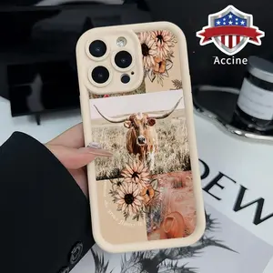 Compatible with iPhone 16 15 Pro Max Plus 14 13 12 11 X XR Longhorn and Cacti Rugged Durable shockproof Anti-Scratch soft Silicone case