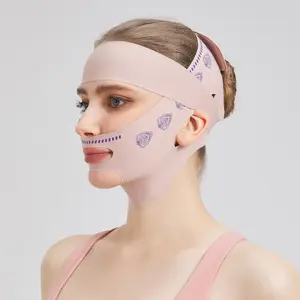Unisex Upgraded V-Shaped Face Lifting Strap Beauty Facial Shaping Sleep Mask Reduces Double Chin Forehead Wrinkles Breathable Ice Silk Material Forehead Fixing Strap Snore Relief