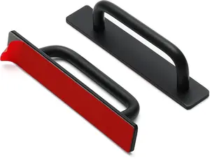 Adhesive Cabinet Handles Self Stick Drawer Pulls Stick on Handle Black Cabinet Pulls No Drilling Push Pull Helper for Kitchen Cabinet Window Sliding Closet Door Handle - 5.83", 2 Pack