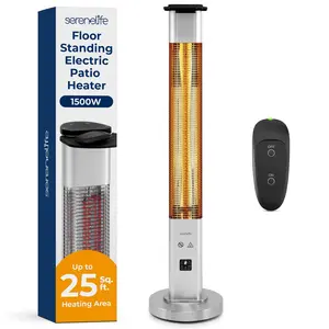 1500W Outdoor Electric Patio Heater, Infrared Heat, Aluminum Reflector, Waterproof