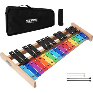 VEVOR Glockenspiel Xylophone, 27 Notes, Professional Xylophone Percussion Instrument, with Metal Keys, Includes 4 Mallets, Carrying Bag, Beginner Musical Instrument for Adults and Kids Music TeachingVEVOR Super Brand Day