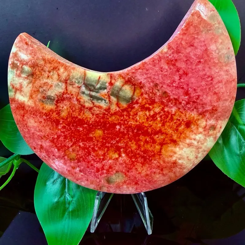 Pink Zoisite Moon - Natural Stone Decorative Piece for Home Decor