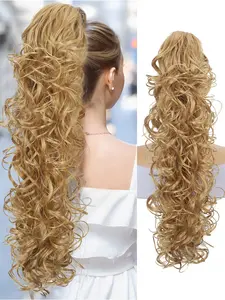 26 Inch Clip-In Ponytail Loose Wavy Wave Curly Synthetic Hair Extensions, Chocolate Brown, Brown,Black,Colors Hair Extension Ponytail Fashionable for Women Used Daily ,Party,Cosplay,Carnival Festival Gifts Synthetic Curly Wavy
