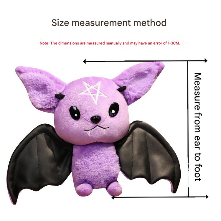 Cute Goth Bat Plush Pillow Pentagram & Moon Bat Stuffed Toy Decor for Bedrooms