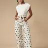 Women's Fashion Abstract Polka Dot Print Loose Pocket Casual Wide Leg Printed Pants, Comfortable High Waist Bohemian Trousers Fit for Daily Wear