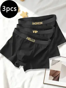 Men's Casual Slim-Fitting Underwear, Breathable Comfort Plain Boyshorts (3-Pack), All-Season Wear for Daily & Outdoor Activities