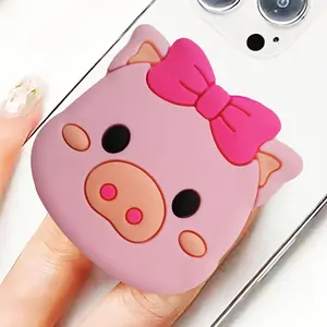 Cute Pink Pig Phone Grip - Kawaii Phone Holder Stand Compatible with iPhone and Kindle, Phone Charm and Accessories for Girls Women