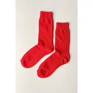 Modal Eyelet Socks in Poppy Red