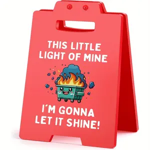 Funny Office Decor, Dumpster Fire Desk Sign, Cubicle Accessory with Slogan & Caution Tag, Great Gift for Coworkers & Bosses, Office Supplies