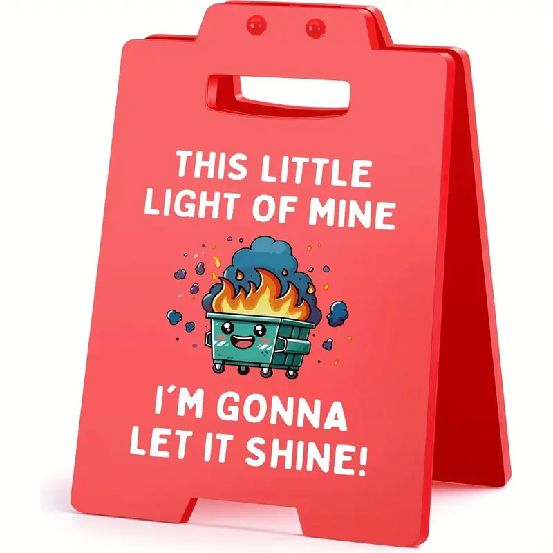 Funny Office Decor, Dumpster Fire Desk Sign, Cubicle Accessory with Slogan & Caution Tag, Great Gift for Coworkers & Bosses, Office Supplies