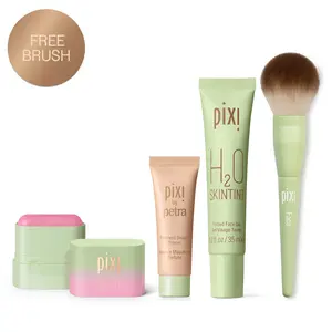 Mini Complexion Besties - Cheektone | Hydrating Primer, H2O Skin Tint & On-the-Glow Blush Petite Stick Set + Free Face Brush | Dewy, Even Skin, Lightweight Coverage & Glow-Boosting Makeup Routine | Travel Size Kit