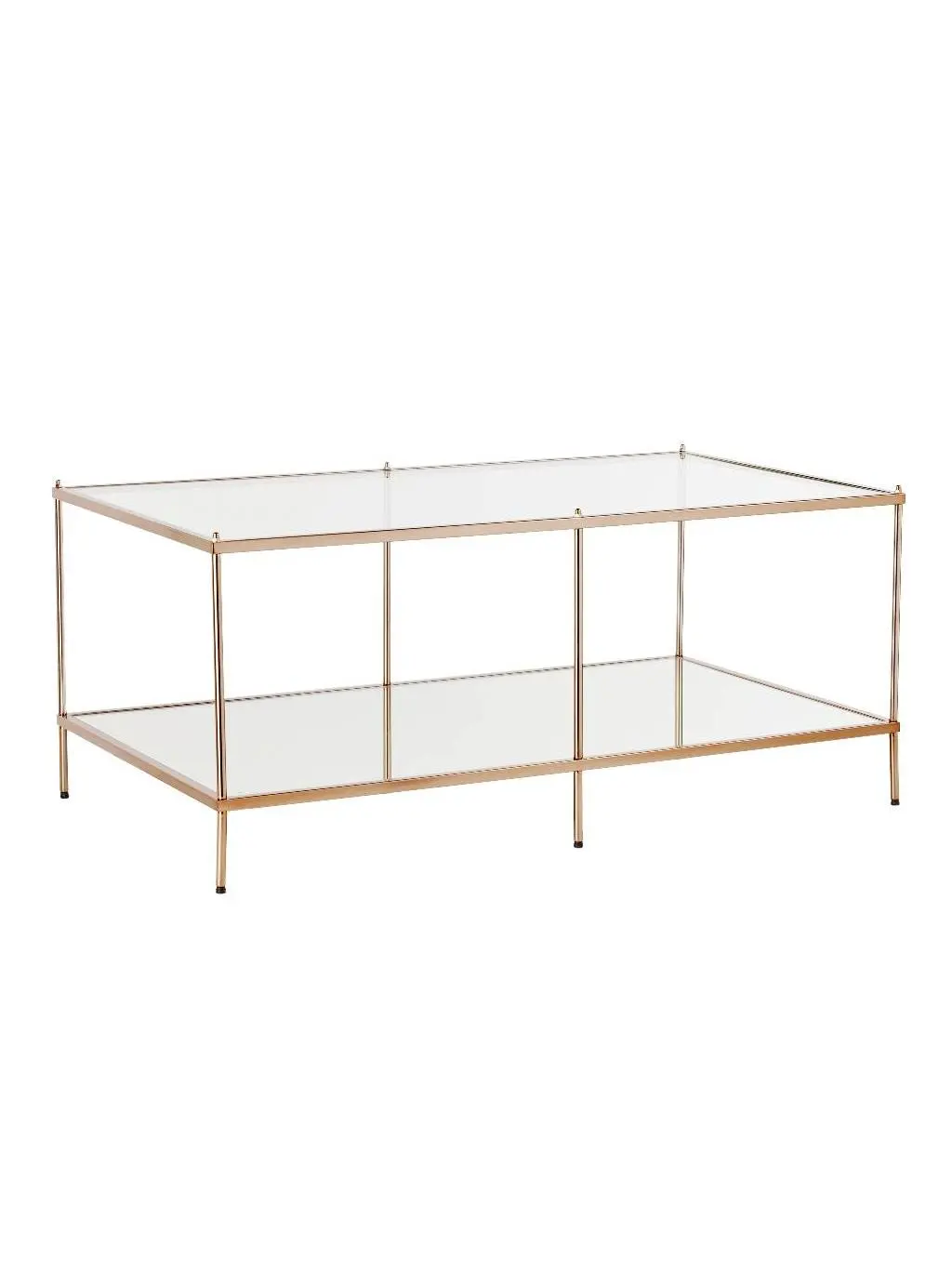 HomeRoots 402101 42 in. Glass & Metal Rectangular Mirrored Coffee Table, Gold