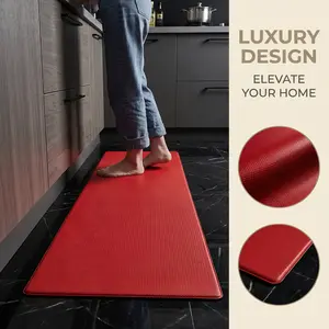 2-Pack Anti-Fatigue Kitchen Mat Set (17"x30" + 17"x47") – 8mm Thick PU Foam Cushioned Floor Mats – Waterproof, Non-Slip, Slow Rebound Standing Mat for Kitchen, Laundry, & Office Decorative Area Rug