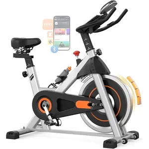 Exercise Bike, Brake Pad Stationary Bike for Home with Exclusive App, Magnetic Indoor Cycling Bike with 300 lb Weight Capacity, Low Noise, Tablet Holder and Fitness Courses for Weight Loss