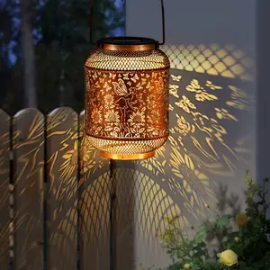 Outdoor Solar Pendant Lights, Garden Metal Pendant Lights, Garden Patio Path Waterproof Energy Saving Decorative Lanterns, Garden Decorative Gifts