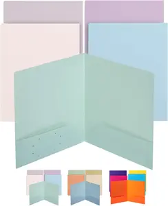 Plastic Folders with Pockets 5 pcs Muted Pastel Colors 2 Pocket Folder File