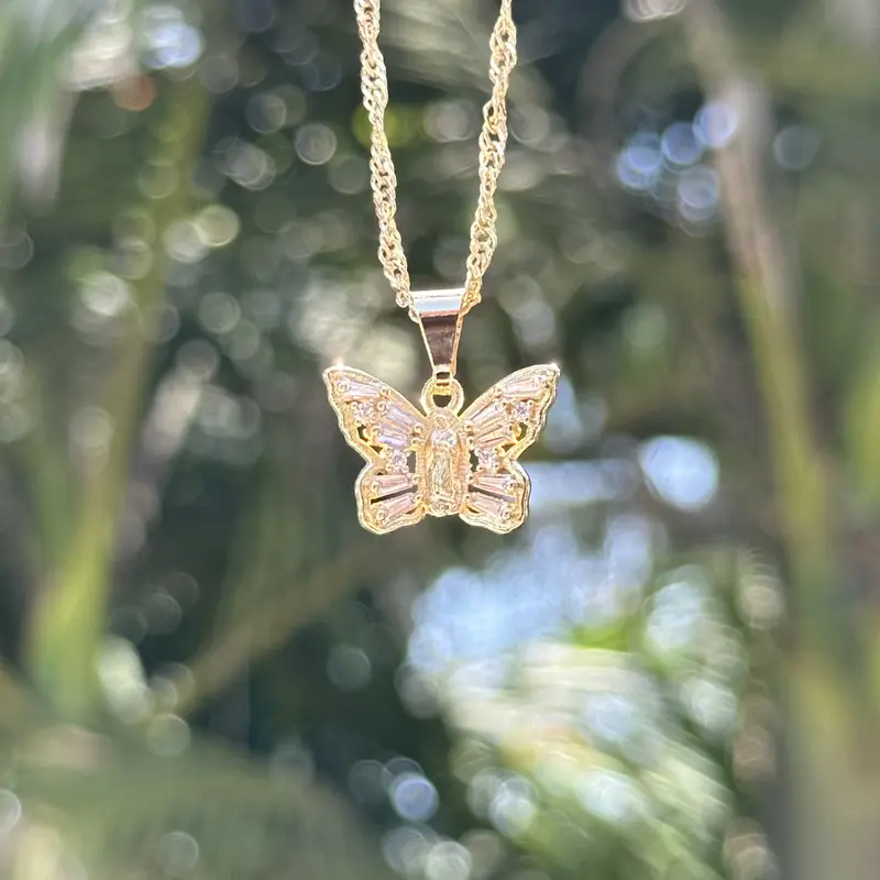 Virgen Mary Butterfly Necklace