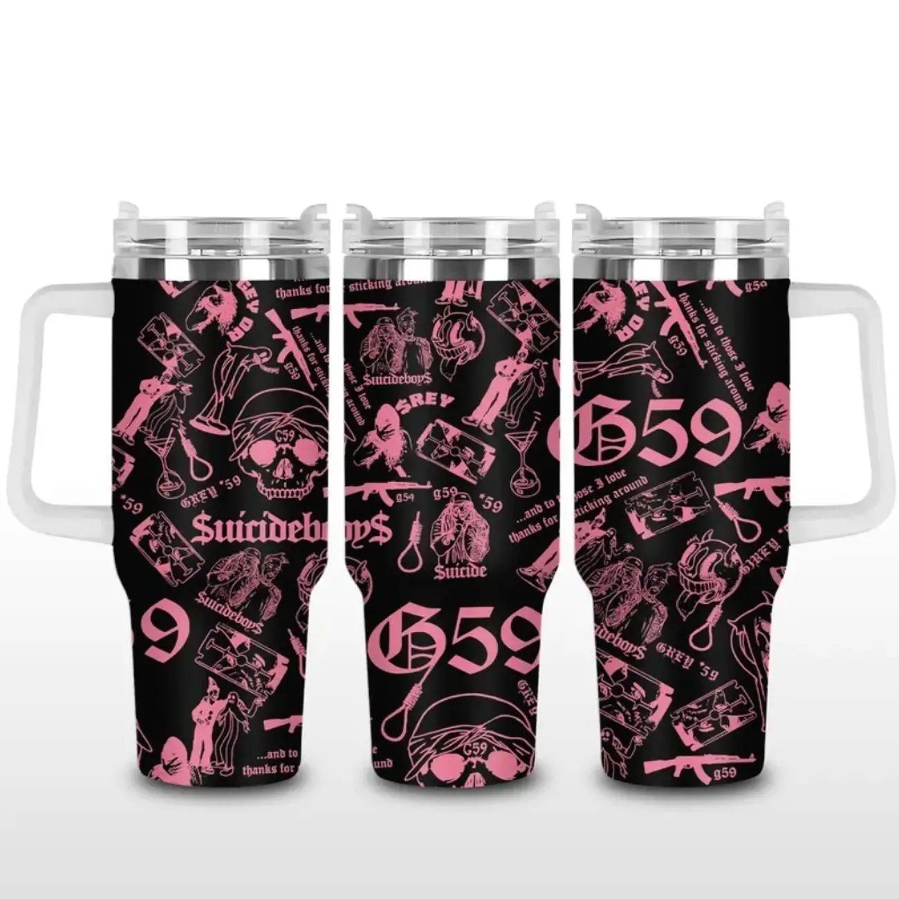 $uicideboy$ Inspired 20oz/30oz/40oz Stainless Steel Tumbler – Double Wall Vacuum Insulated Travel Mug, Dark Aesthetic Rap Fan Gift, Reusable Daily Drinkware