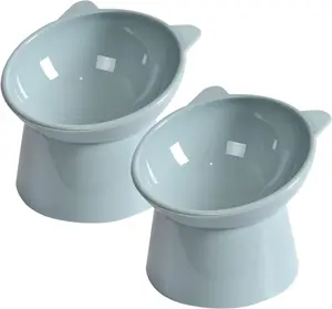 Slanted Elevated Bowl-Shaped Pet Feeder with Feeding Tray, Large Diameter Thick Food-Grade Plastic, Anti-Tip, Neck Protection, Anti-Vomiting, Whisker Friendly, Comfortable Eating, Easy to Clean, Ideal for Dogs & Cats, Suitable for Indoor & Outdoor Use